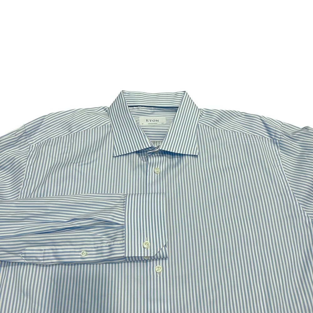 Eton‎ Contemporary Blue Striped Long Sleeve Button Down Dress Shirt